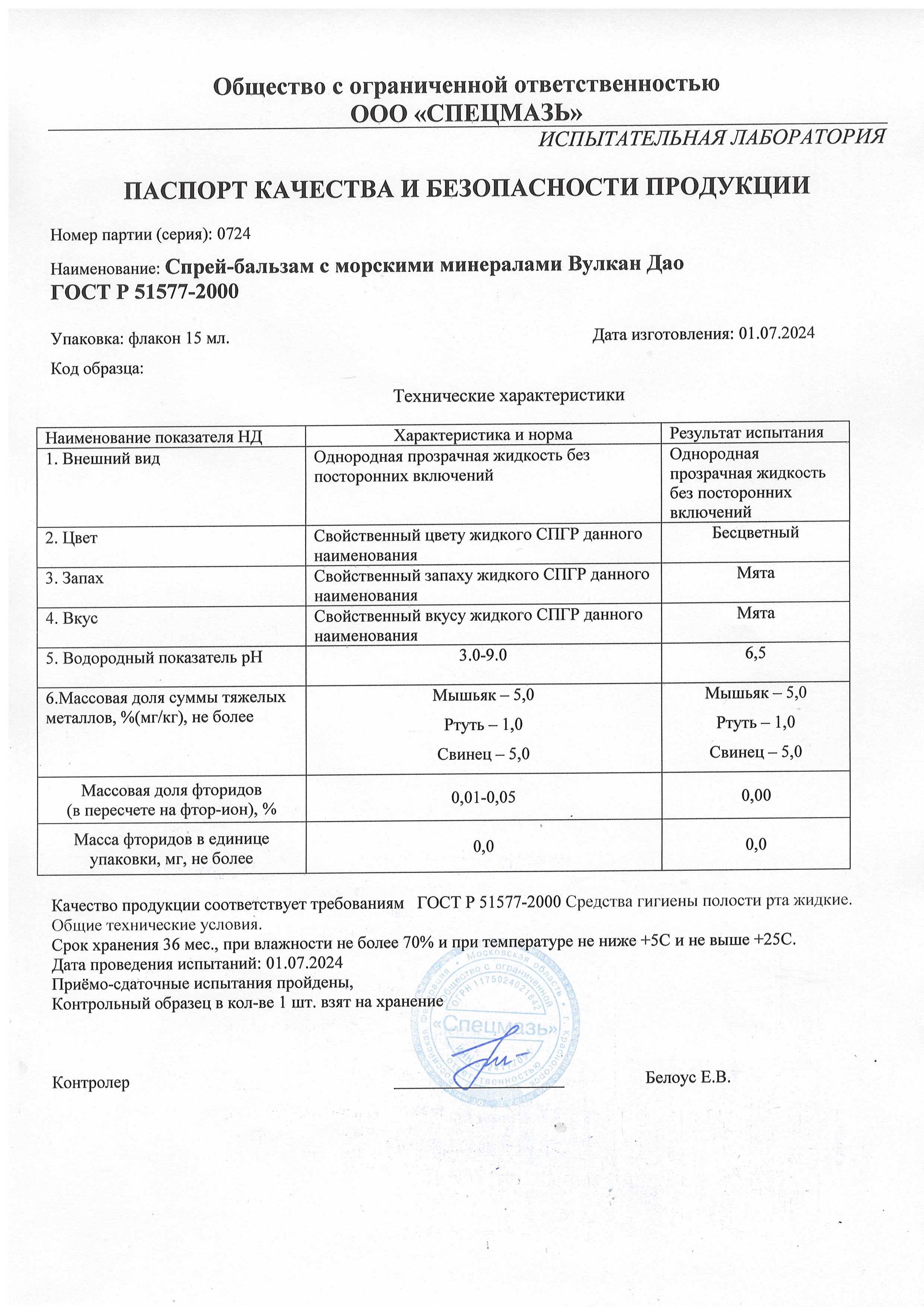 Паспорт №072024